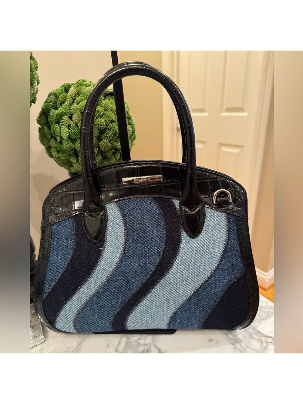 Brahmin - Rosetta Retro Blue Lismore - Denim & Leather Design - NWT